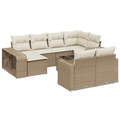 vidaXL Garden Sofa Set Black and cream