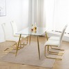 Kumasinova 18.5"H Modern Minimalist Dining Chairs Set of 2/4,Faux Leather Upholstered Kitchen Side Chairs with Golden Chrome Metal Legs,250lbs Max - 2 of 4