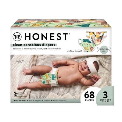 The Honest Company Clean Conscious Disposable Diapers Stripe Safari & Seeing Spots - Size 3 - 68ct