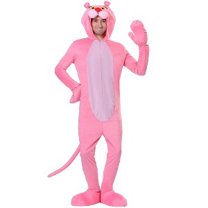 HalloweenCostumes.com The Pink Panther Adult Costume with Hooded Jumpsuit,  Tail, and Shoe Covers | Cartoon Character Outfit - 1 of 4