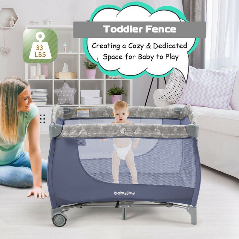 Costway Foldable Baby Playard Portable Playpen Nursery Center w/ Changing Station, 4 of 11