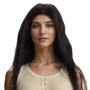 Unique Bargains Women's Straight Long Hair Wig 4x4in 180 Real Human Hair Black - 1 of 4