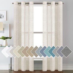 Natural Linen Blended Semi-Sheer Curtains Privacy Assured with Nickel Grommet for Living Room - 1 of 4
