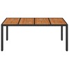 vidaXL Patio Table with Wooden Top Black 74.8 in.x35.4 in.x29.5 in. Poly Rattan - 3 of 4