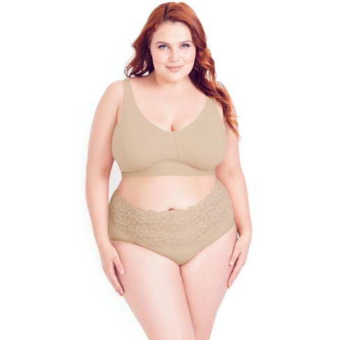 Hips & Curves | Women's Plus Size Wire Free Soft Cup Bra - Latte