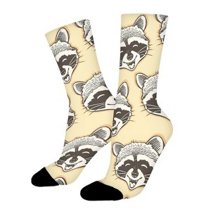 Head Of A Happy Raccoon Women Printed Crew Socks Funny Funky Socks Soft Polyester Novelty Gifts for Artists Men - 1 of 1