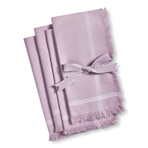 TAG Solid Lilac with White Border Stripe Cotton Machine Washable Napkin Set of 4  Lilac - 1 of 3