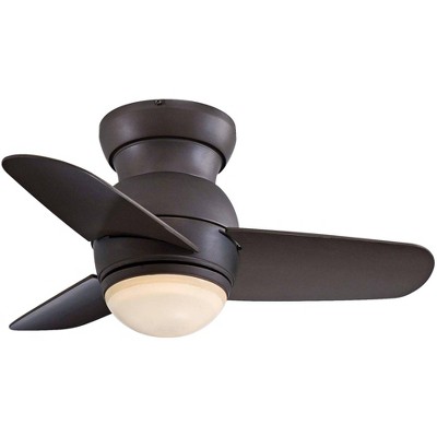 26" Minka Aire Modern Hugger Indoor Ceiling Fan with LED Light Oil Rubbed Bronze Tinted Opal Glass for Living Room Kitchen Bedroom