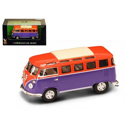 1962 Volkswagen Microbus Van Bus Orange/Purple 1/43 Diecast Car by Road Signature