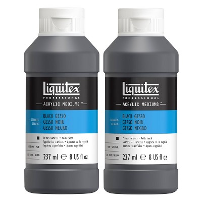 Gesso Medium, Surface Preparation and Primer, Sealer for Canvas, Paper,  Wood, Provides Sizing for Acrylic or Oils, Gesso, 8-oz, Black