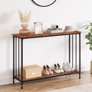 41.3'' Narrow Console Table - Industrial Style and 2 Tier Storage Shelves, Open Storage Entryway Stand Frame, Sofa Table Furniture - 1 of 4