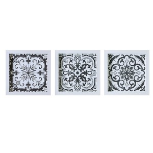 LIVN CO. 3-Piece Black and White Medallion Tile Wall Decor Set - 1 of 4