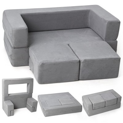 Garvee 3PCS Modular Kids Couch for Toddler Playroom, Bedroom Imaginative Furniture(Gray)