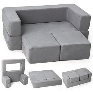 Garvee 3PCS Modular Kids Couch for Toddler Playroom, Bedroom Imaginative Furniture(Gray) - 1 of 4