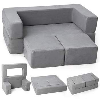 Whizmax 3PCS Modular Kids Couch for Toddler Playroom, Bedroom Imaginative Furniture(Gray)