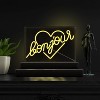 15" x 10.3" Bonjour Heart Contemporary Glam Acrylic Box USB Operated LED Neon Light Yellow - JONATHAN Y - 4 of 4