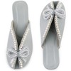 Perphy Women's Peep Toe Pearl Decor Slip-on Flat Slides Mules - 2 of 4