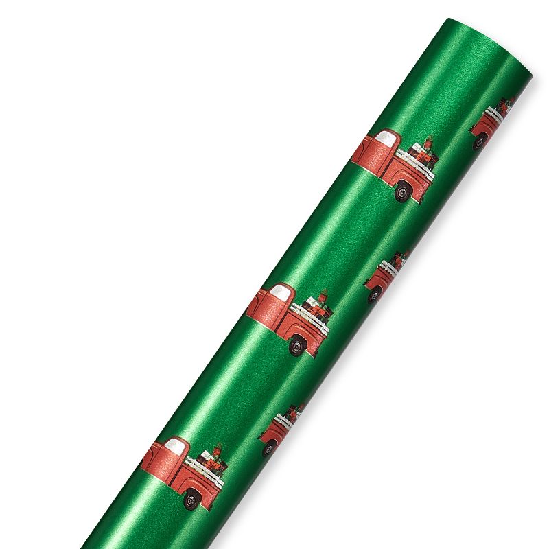 20 sq ft Red Truck Foil Christmas Wrapping Paper, 5 of 7