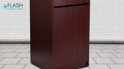 Mahogany Laminate Wood Commercial Grade Tray Top Trash Receptacle