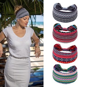 Unique Bargains Women's Twisted Knot Wide Headbands Assorted Color 4 Pcs - 1 of 4