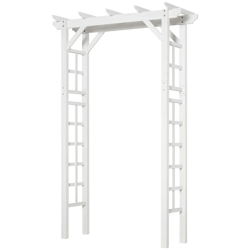 Outsunny 7' Wood Steel Outdoor Garden Arched Trellis Arbor with Natural Fir Wood & Side Panel for Climbing Vine, 4 of 7