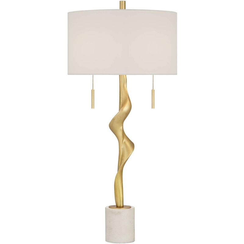 Possini Euro Design Montrose 31 3/4" Tall Sculpture Large Modern End Table Lamp Pull Chain Gold Finish Marble Living Room Nightstand House Office, 1 of 9