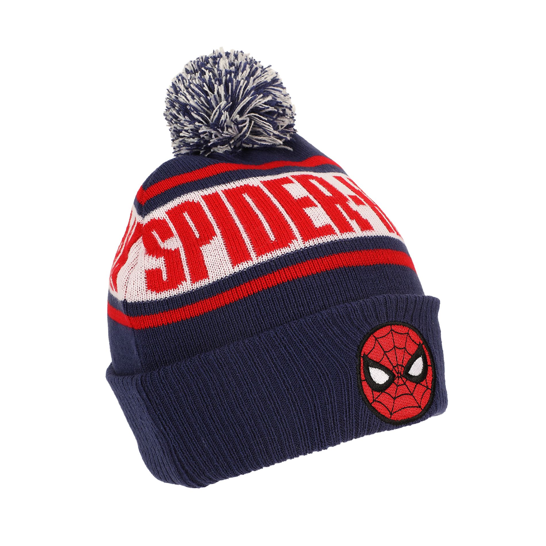Spider-Man Chibi Mask & Logo Blue Cuff Beanie