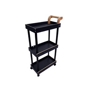Suite Bebe Camden 3-Tier Wooden Rolling Utility Cart Organizer and Caddy - Black - 1 of 1