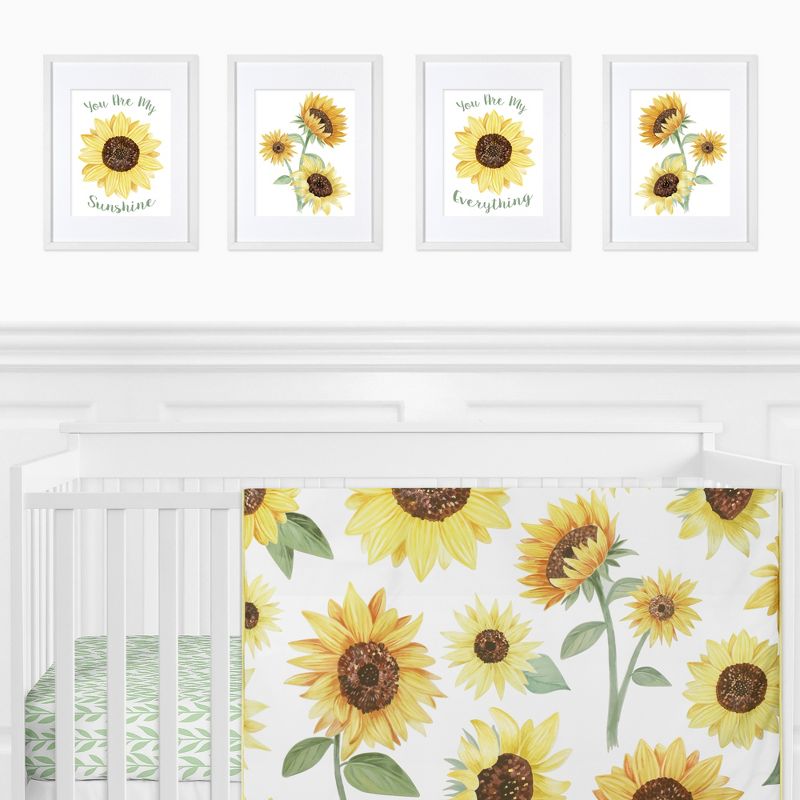 Sweet Jojo Designs Girl Unframed Wall Art Prints for Décor Sunflower Yellow Green and Brown 4pc, 3 of 6