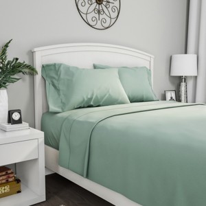 Brushed Microfiber Sheet Set- 4 Piece Bed Linens-Fitted & Flat Sheets, 2 Pillowcases-Wrinkle, Stain & Fade Resistant by Hastings Home - 1 of 4