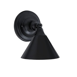 Toltec Lighting Any 1 - Light Sconce in  Matte Black with 7" Matte Black Cone Metal Shade Shade - 1 of 1