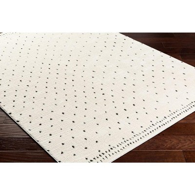 Monisha Ivory and Black High Pile Woven Area Rug