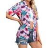 Nlife Womens Button Down Hawaiian Shirts Short Sleeve Floral Print Summer V Neck T-Shirt Casual Summer Beach Blouses Tops - 4 of 4