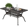 Cast Aluminum Outdoor Dining Table, 59'' Patio Dining Table with 2" Umbrella Hole and Adjustable Foot Pads for Garden, Backyard, Deck - 2 of 4