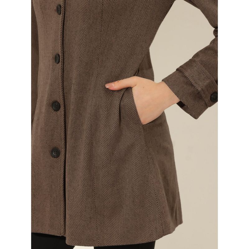 Allegra K Women's Peter Pan Collar Single Breasted Winter Long Overcoat, 6 of 8