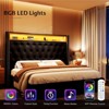 LED Bed Frame,Charging Station and Storage Upholstered Headboard,Velvet. - 3 of 4
