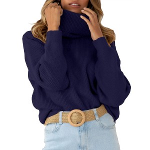 Women’s Elevated Oversized Turtleneck Sweater - Architectural Knit with Strategic Proportions Pullover Tops - 1 of 1