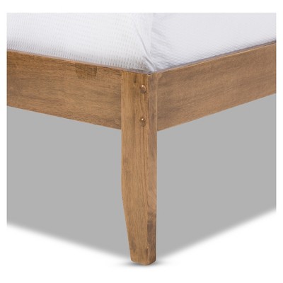 Trina Queen-Size Walnut Wood Platform Bed with Tree Branch Inspired Headboard