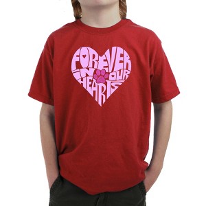 LA Pop Art Forever In Our Hearts - Boy's Word Art T-Shirt - 1 of 4
