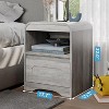 Night Stands for Bedroom Living Room with Drawer Storage Curved Bed Side Table - 3 of 4