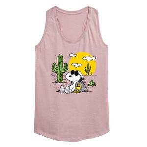 Women's - Peanuts - Snoopy and Woddstock Graphic Racerback Tank - 1 of 4