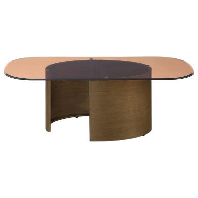 Rectangular Tawny Glass Coffee Table with Brushed Bronze Base
