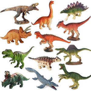 12-Piece Mini Dinosaur Figures - Realistic Cake Topper & Play Set for Kids - 1 of 4