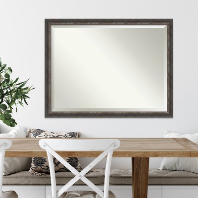 Bronze and Silver Rectangular Wood Framed Wall Mirror