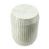 HDZNVF 14x14x18 inch Cream and Green Cylinder Accent End Table with Striped Pattern - 4 of 4
