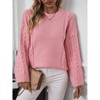 Womens Sweater Tops Cable Knit Round Neck Casual Pullover Sweater - 2 of 4