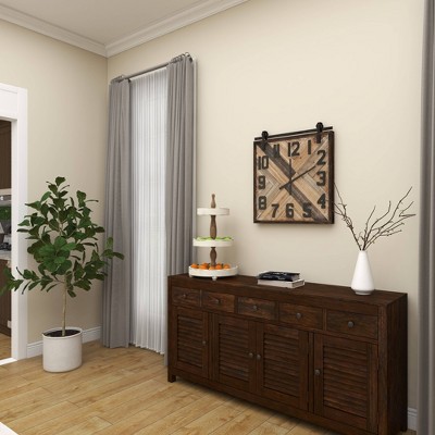 Distressed White and Brown Wood 3-Tier Round Serving Tray
