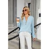 Coolmee Women's Long Sleeve Waffle Knit Shirts Dressy Casual Loose Button Up V Neck Henley Tops Fall Basic Blouse - 2 of 4