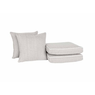 Home Fashions International 4pc O'Fiddlestix Pillow & Deluxe Outdoor Cushion Set Gray Linen: UV Protected, Fade Resistant, Zipper Closure