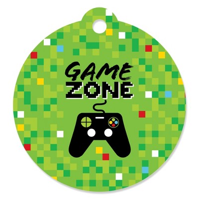 Big Dot of Happiness Game Zone - Pixel Video Game Party or Birthday Party Favor Gift Tags (Set of 20)